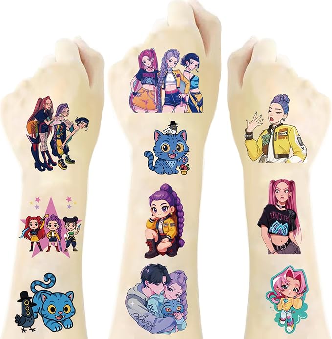 Tatouages Temporaires K-Pop Demon Hunters HUNTR/X Pack Fete 40pc